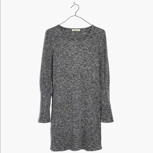Madewell Ribbed Bubble-Sleeve Dress in grey - Picture 1 of 6